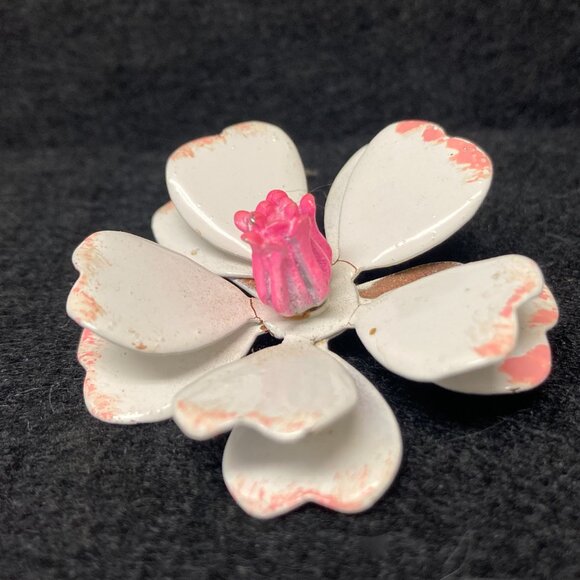 Vintage  Layer Hippy Mod Retro 60's Enamel Flower Pin Brooch - Picture 3 of 9